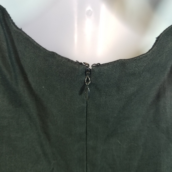 Vtg Elizabeth Wayman black linen criss cross back maxi dress - Picture 12 of 13